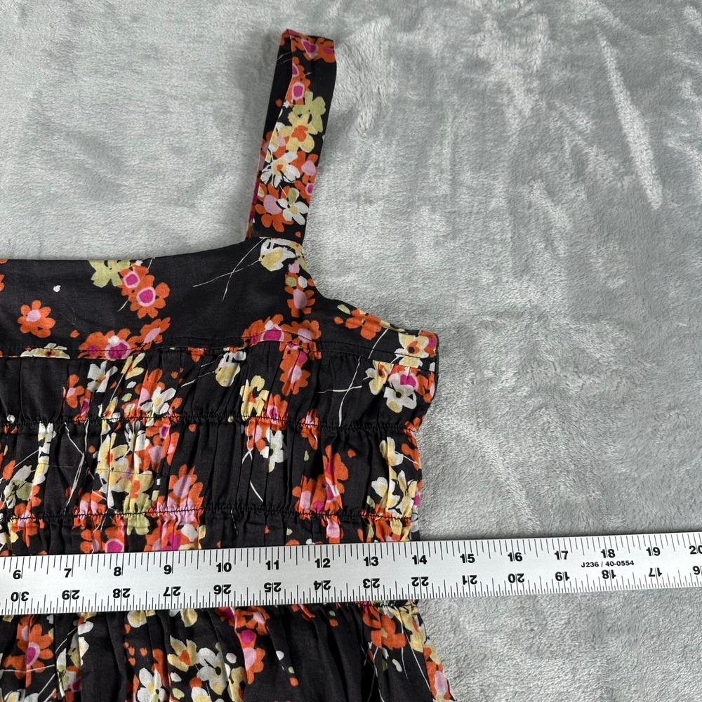 Gap Floral Sundress Women 6 Black Smocked Square Neck Cottagecore Boho Feminine - Picture 6 of 9